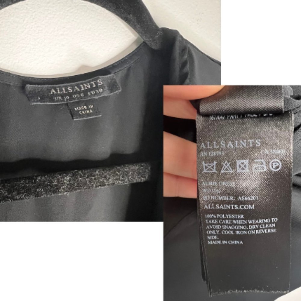 ALL SAINTS Black Aurie Dress Size Size 6 - Picture 4 of 10